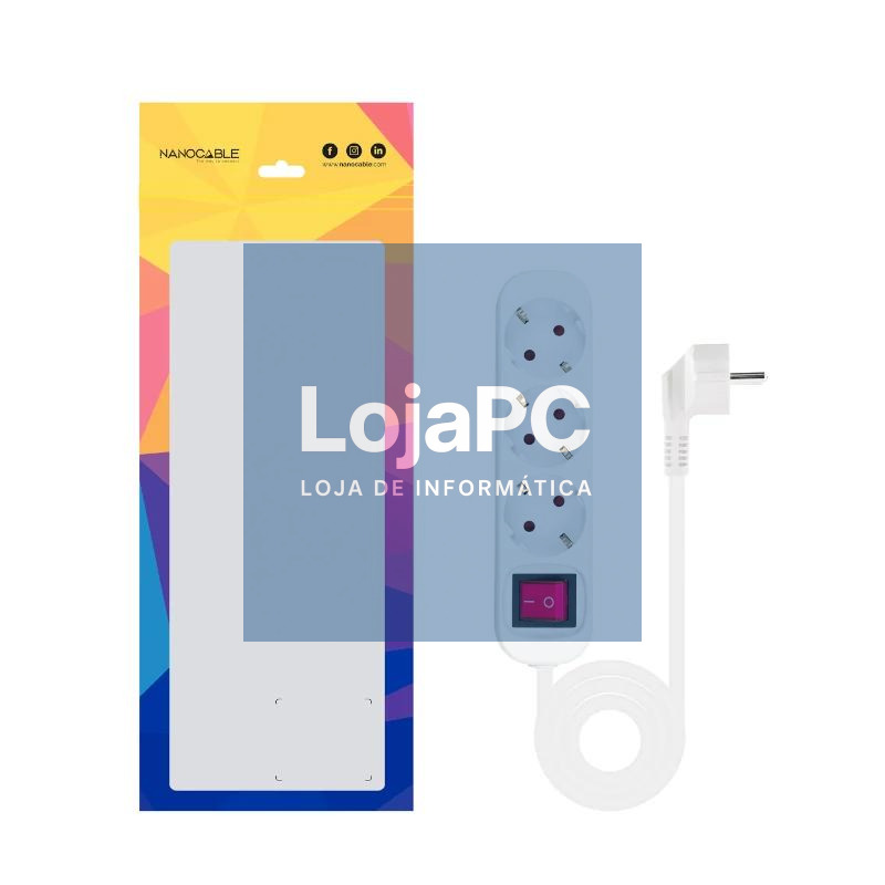 Nanocable Regleta 3 Tomas Interruptor Blanco — imagem 3