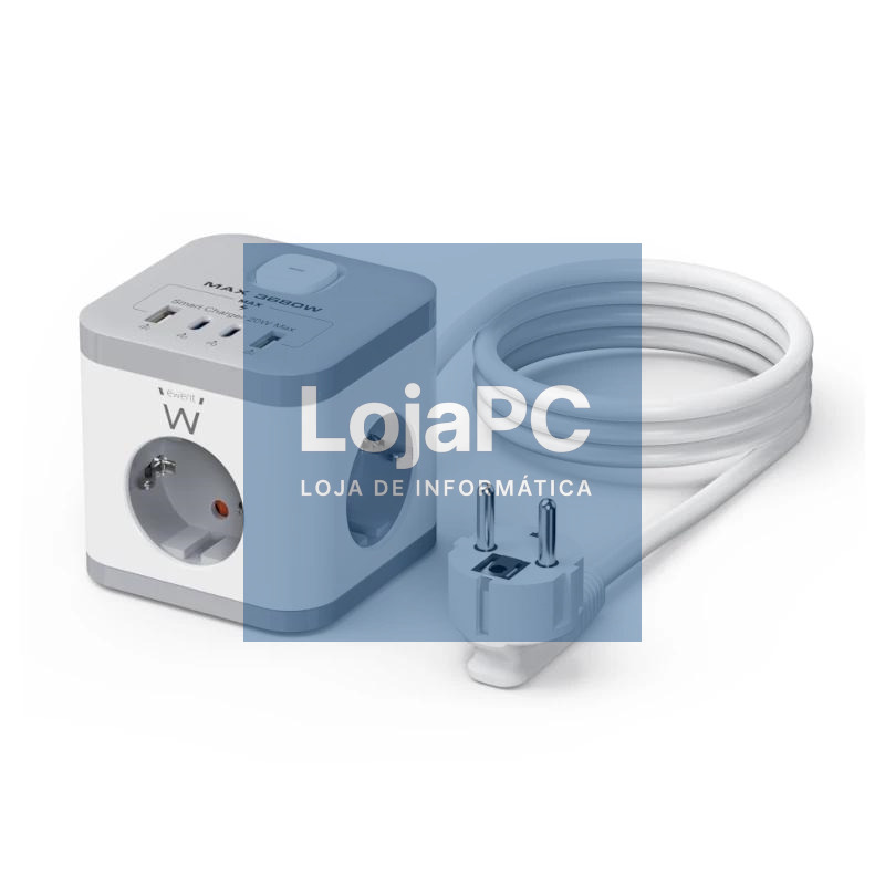 Ewent EW3863 Regleta 3 Tomas SHUCKO+2USB-A+2USB-C