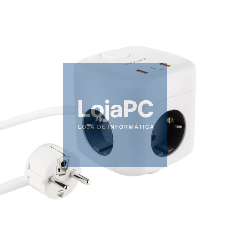 Nanocable Base de enchufe con 3 USB c/ interruptor