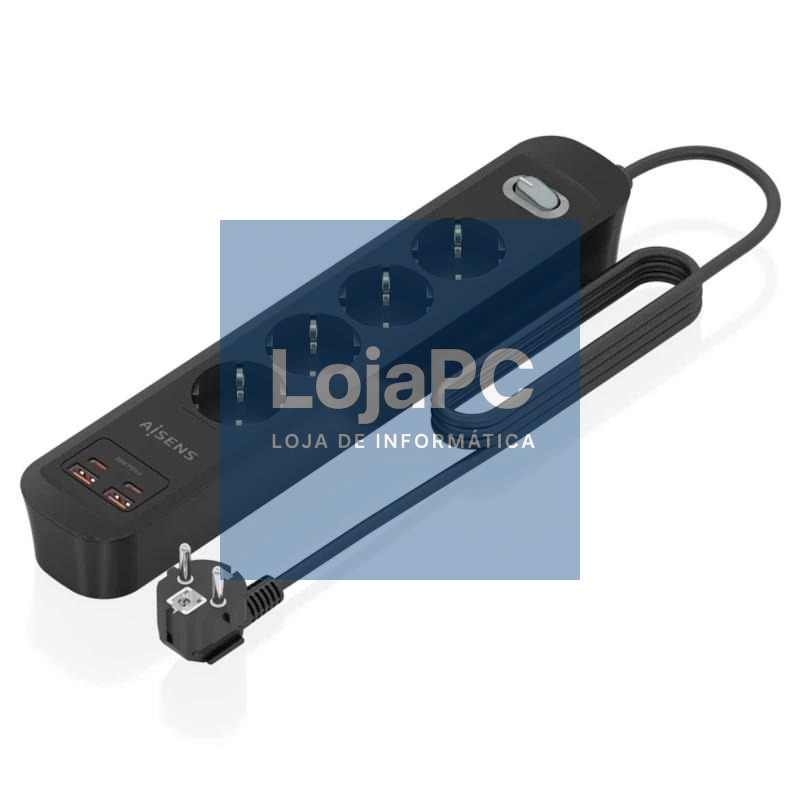 Aisens Regleta 4 tomas interruptor PD 2xUSBC 2xUSB