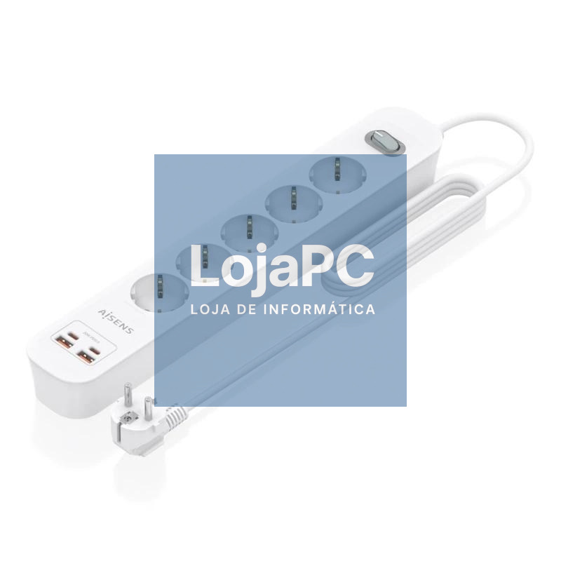Aisens Regleta 5 tomas interruptor PD 2xUSBC 2xUSB