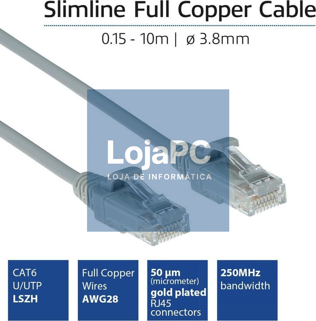 Chicote UTP RJ45 Cat6 3.00m Cinza