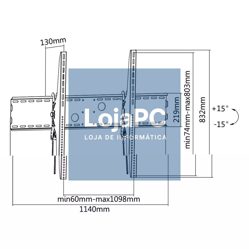 Tooq LP42130T-B soporte tv 60-100" incli Máx 130Kg — imagem 3