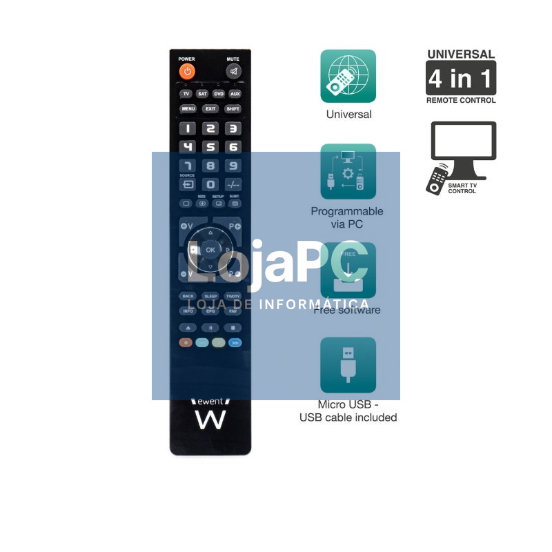 EWENT EW1570 Mando TV 4 en 1 programable x cable — imagem 3