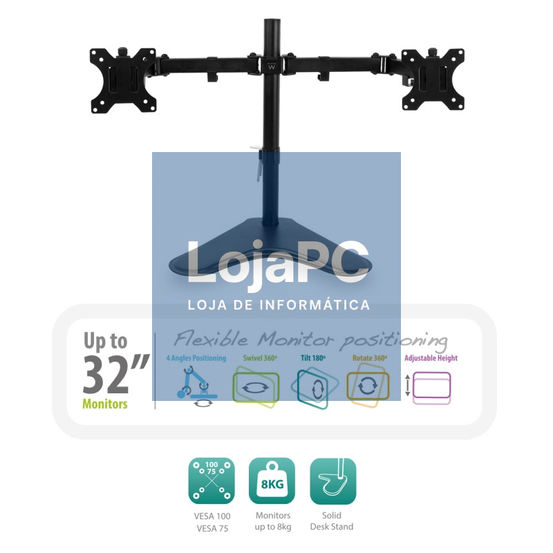 EWENT EW1536 Soporte Sobremesa 2xMonitores 32" VES — imagem 3