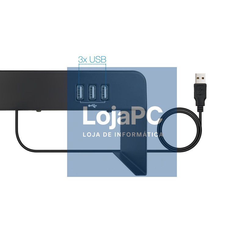 Tooq Soporte elevador monitor/portátil 3xUSB negro — imagem 3