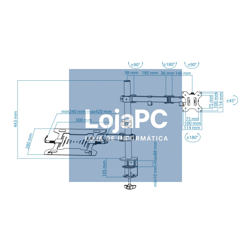 Tooq DB1200TN-B Soporte mesa monitor/portátil — imagem 3