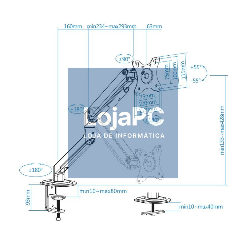 Tooq DB4032TNR-W Soporte mesa monitor/tv 17-32" Bc — imagem 3