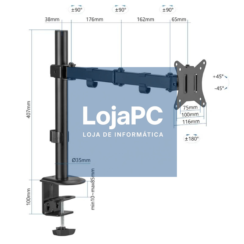 iggual SPM01 Soporte pinza mesa 1 monitor 17"-32" — imagem 2