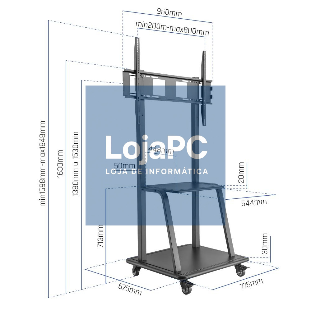 iggual GOLIAT Soporte TV con ruedas 37"-100" 150kg — imagem 2