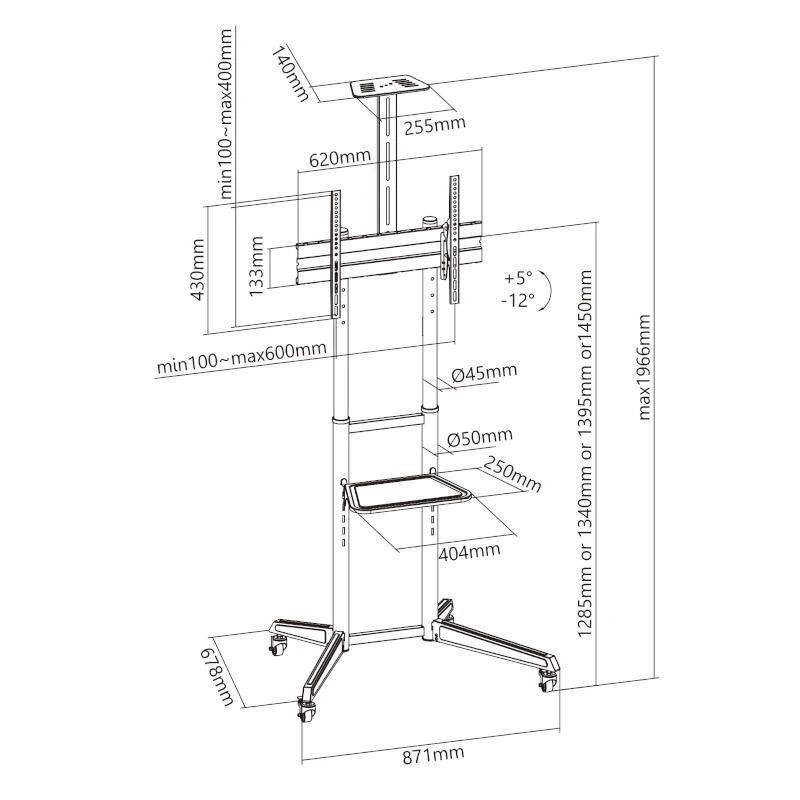 EWENT EW1539 Soporte suelo con ruedas tv 37" a 70" — imagem 3