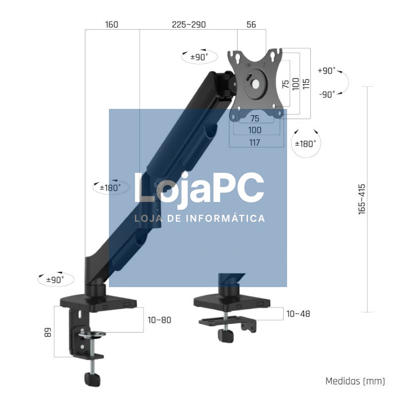 iggual SPMP01-A Soporte pinza 1 monitor 17-34" pro — imagem 3
