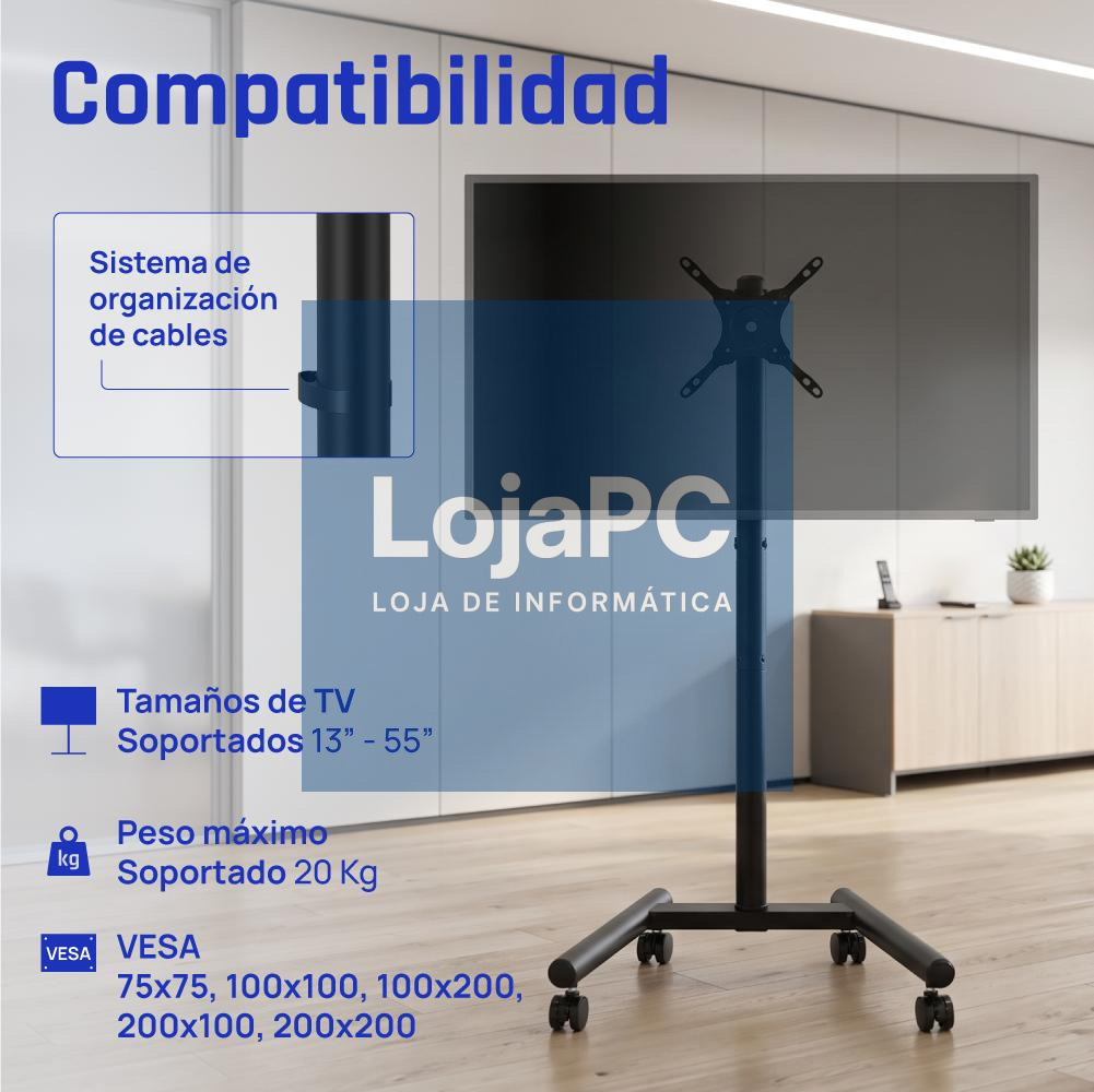 iggual SRTV55 Soporte TV suelo ruedas 13"-55" 20kg — imagem 3