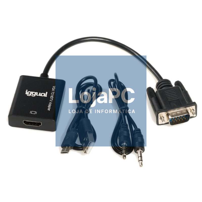 iggual Adaptador VGA a HDMI + audio + microUSB