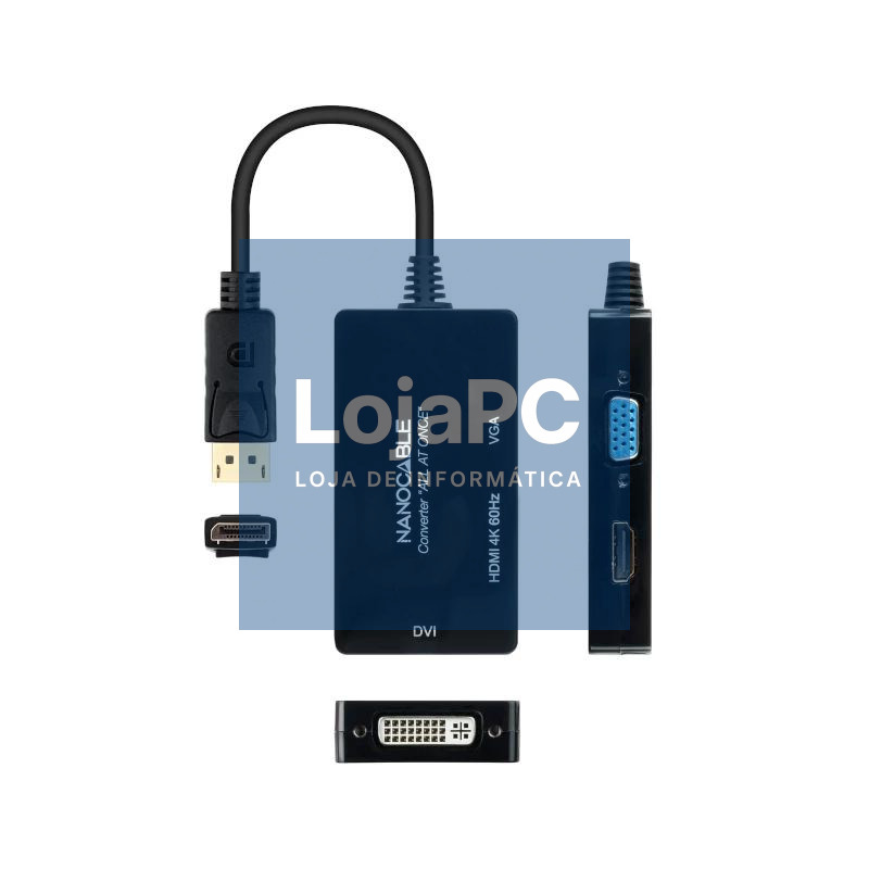 Nanocable Conversor DP a HDMI/DVI/VGA Negro 20 cm — imagem 5