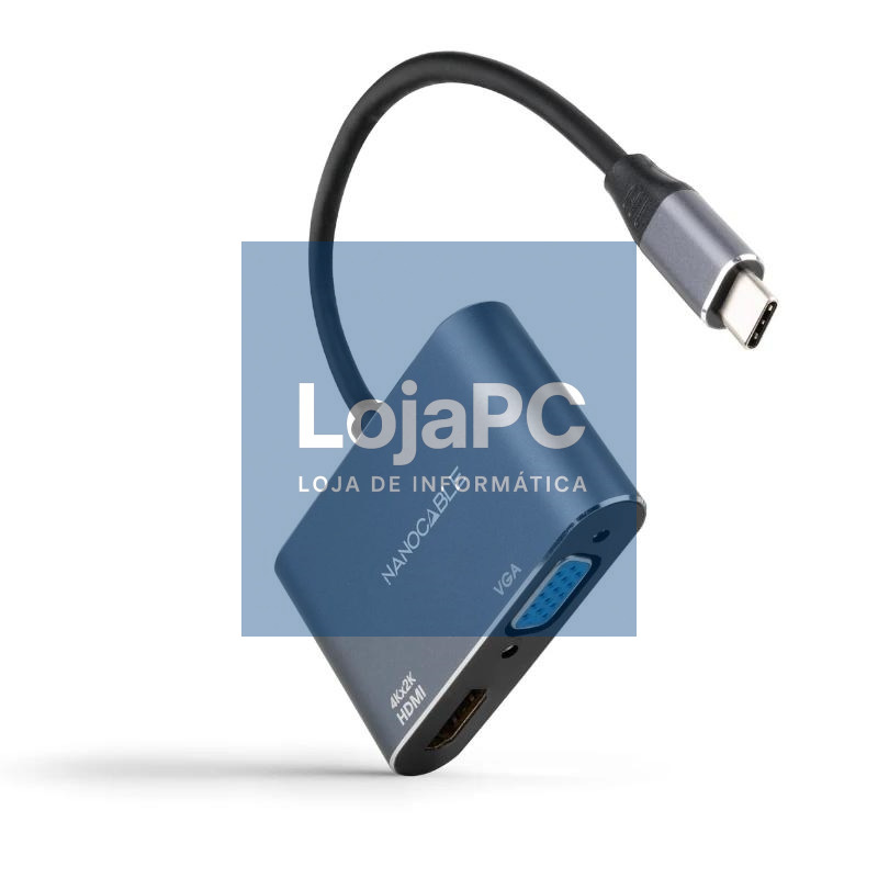 Nanocable Conversor USB-C/M a HDMI-VGA/H 15 cm