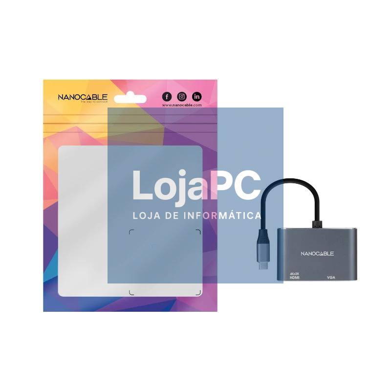 Nanocable Conversor USB-C/M a HDMI-VGA/H 15 cm — imagem 3