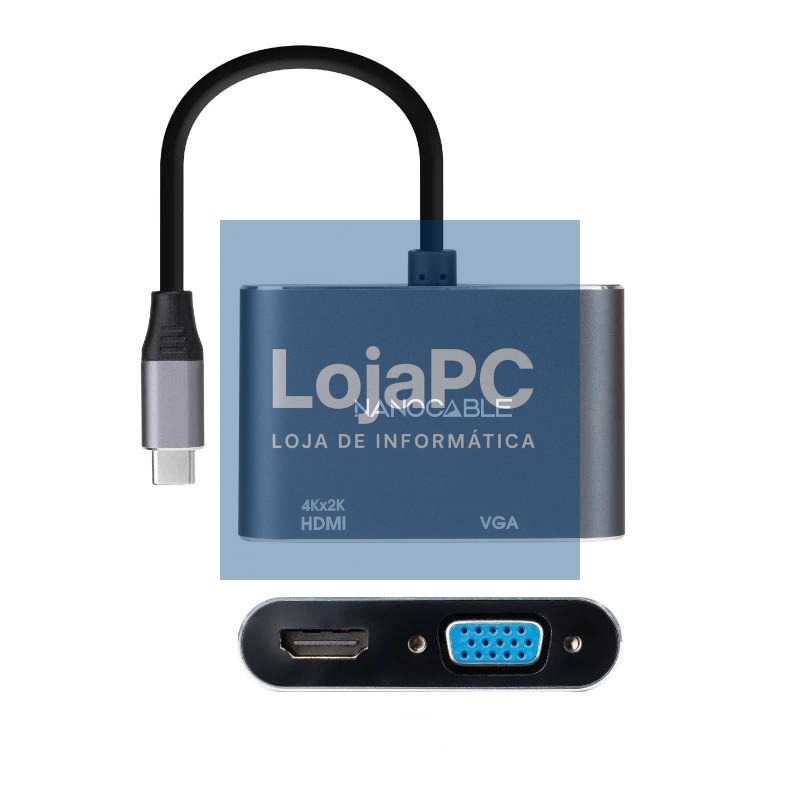 Nanocable Conversor USB-C/M a HDMI-VGA/H 15 cm — imagem 2