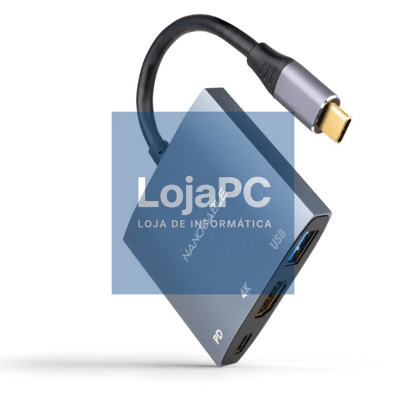 Nanocable Conversor USB-C a HDMI/USB3.0/PD 15 cm