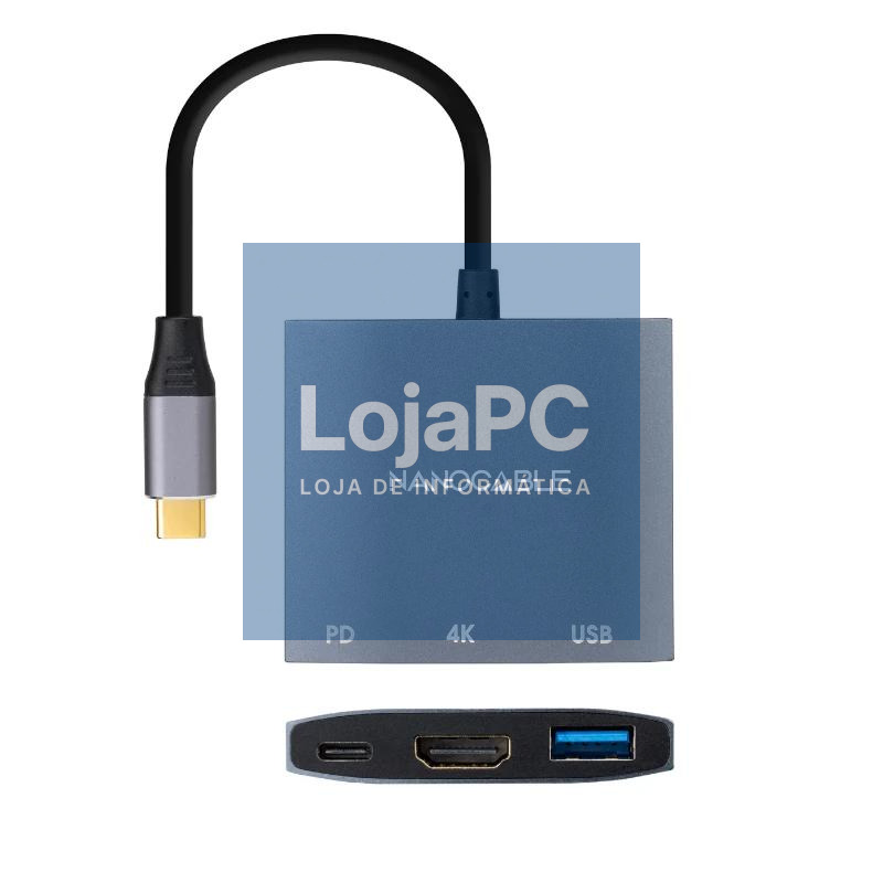 Nanocable Conversor USB-C a HDMI/USB3.0/PD 15 cm — imagem 2