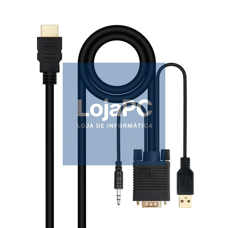 Nanocable Conversor HDMI a VGA-Jack-UBS, 1.8 m