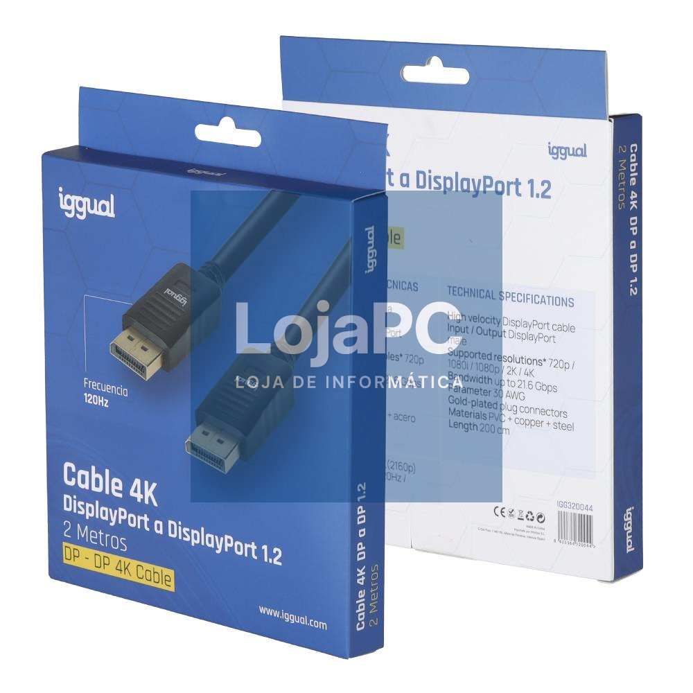 iggual Cable DisplayPort (M) 1.2 4K@60hz 2 metros — imagem 2