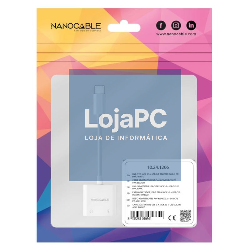 Nanocable Adaptador USB-C a Jack+USB-C/H PD 60W — imagem 3