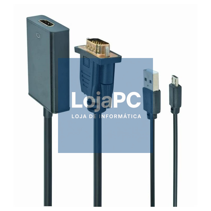 Gembird Cable adaptador VGA a HDMI, 0,15 m, negro