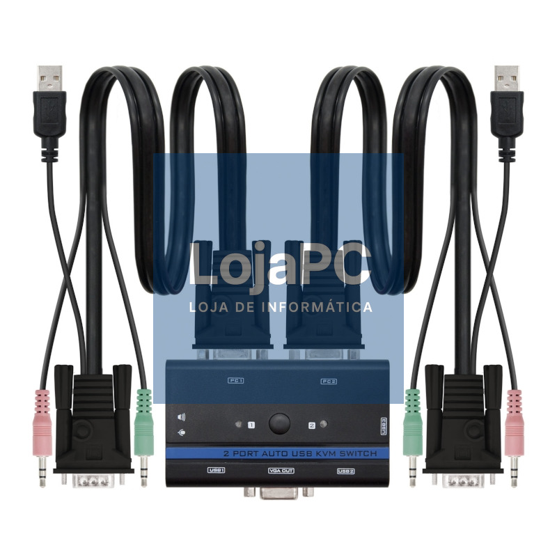 Nanocable KVM Switch VGA USB 1u-2PC+Cable