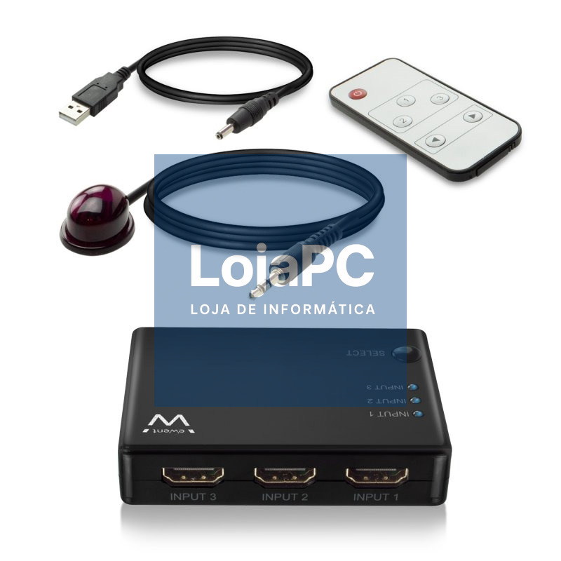 EWENT EW3730 Switch HDMI 4K 3x1con mando distancia