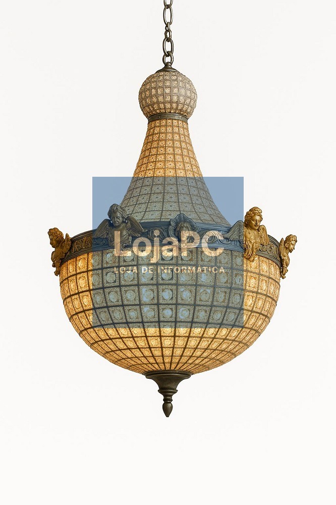 Lustre Montgolfiere Bronze/Ouro e Cristal 165cm