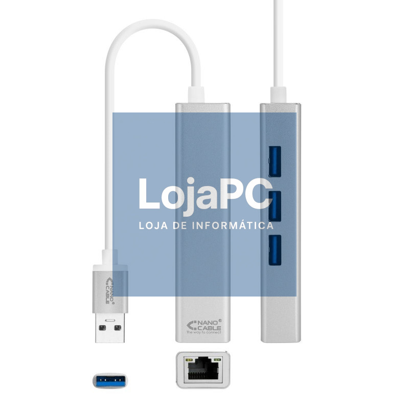 Nanocable Conversor USB 3.0 Ethernet + 3xUSB 3.0