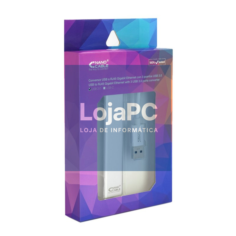 Nanocable Conversor USB 3.0 Ethernet + 3xUSB 3.0 — imagem 3