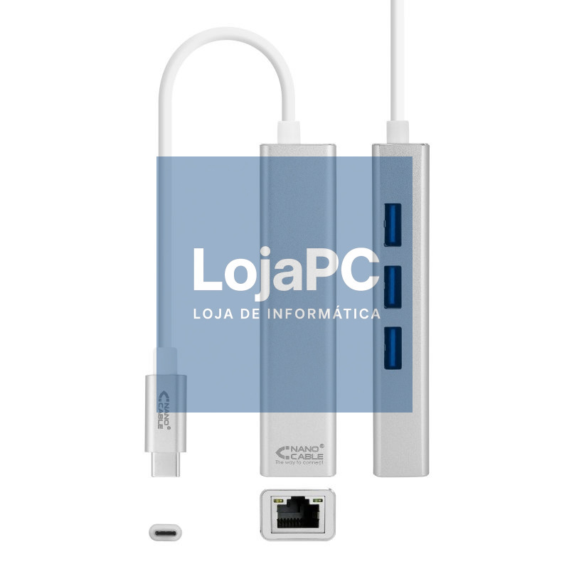 Nanocable Conversor USB-C Ethernet +3xUSB 3.0
