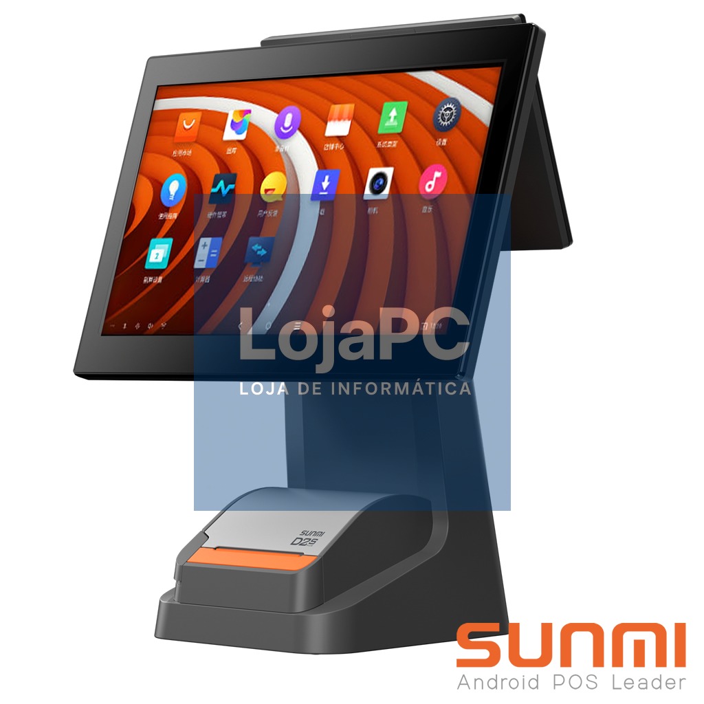 D2s PLUS, SUNMI OS, A11, 15.6"+10", 3GB+32GB, 80mm printer, Wifi, EU Adapter, 1-Y