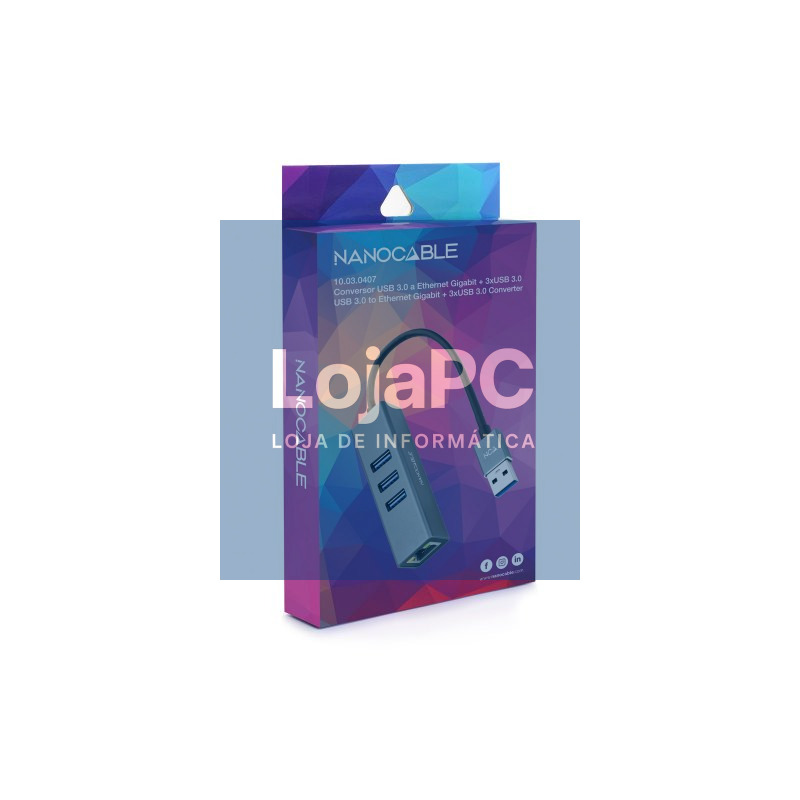Nanocable Conversor USB 3.0 Ethernet + 3xUSB 3.0 — imagem 5