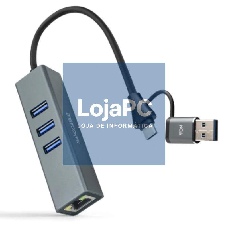 Nanocable Conversor USB-C+USB-A/M RJ45+ 3xUSB-A