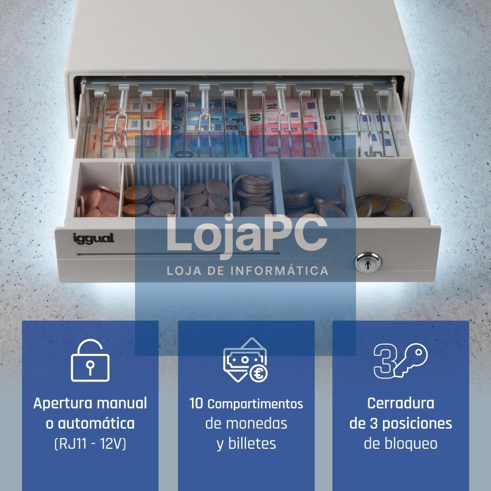 iggual Cajón portamonedas IRON-10W 38cm 4+6 blanco — imagem 2