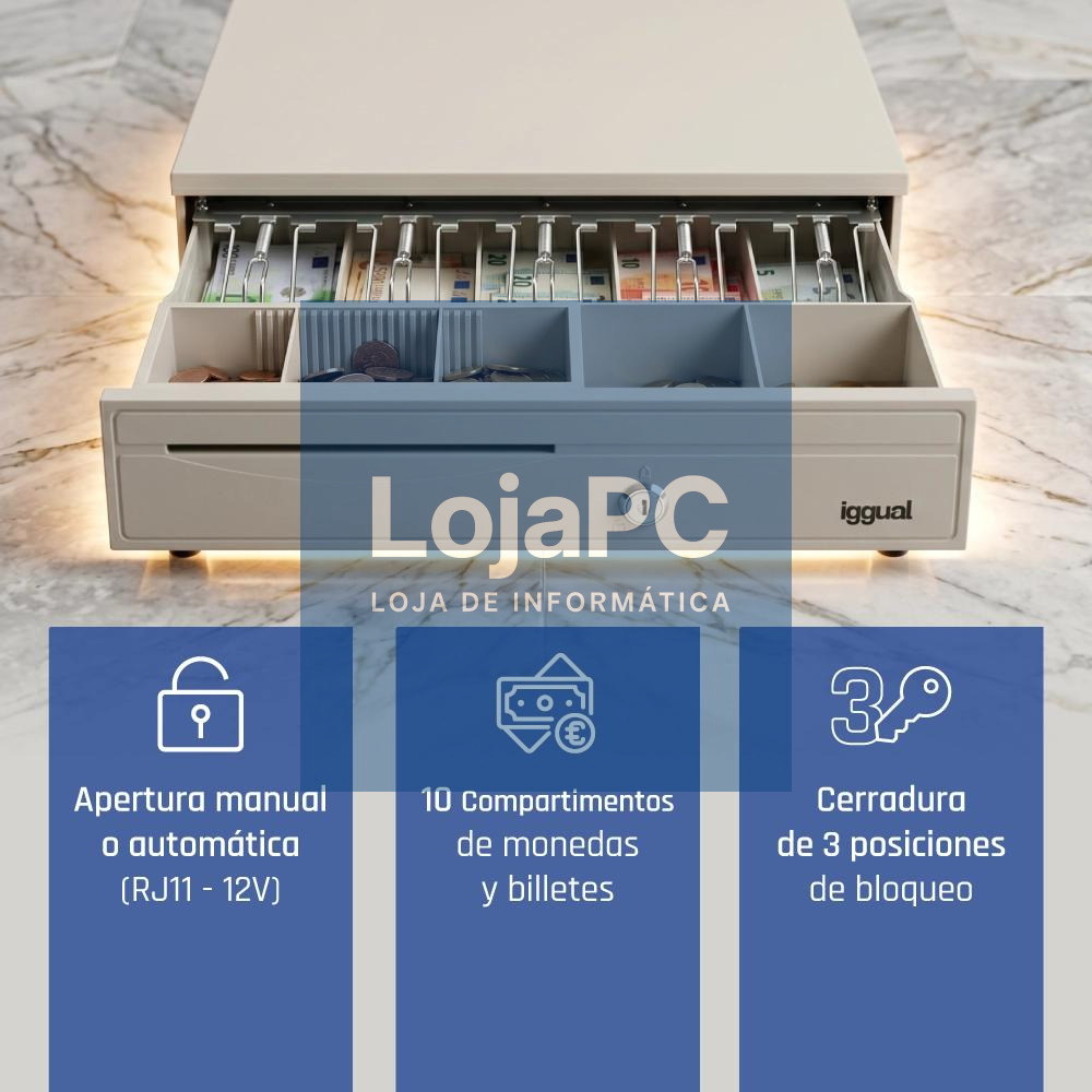 iggual Cajón portamonedas IRON-30W 42cm 5+5 blanco — imagem 3