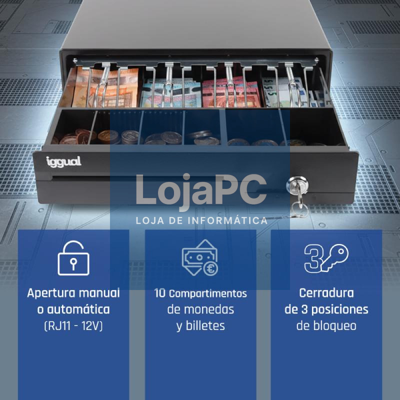 iggual Cajón Portamonedas IRON-10 38cm 4+6 negro — imagem 3