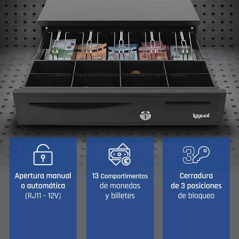 iggual Cajón Portamonedas IRON-50 42cm 5+8 negro — imagem 3