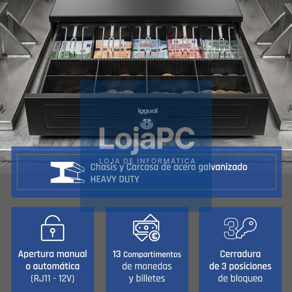 iggual Cajón portamonedas IRON-HD 41cm 5+8 negro — imagem 3