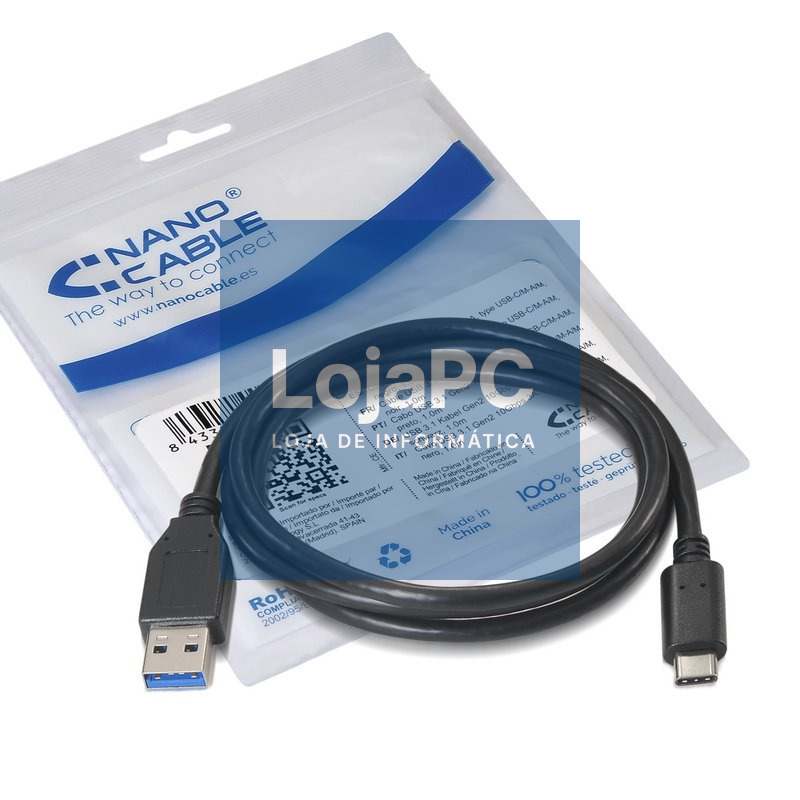 Nanocable Cable USB 3.1 Gen2 10Gbps3A USB-C/M-A/M — imagem 3