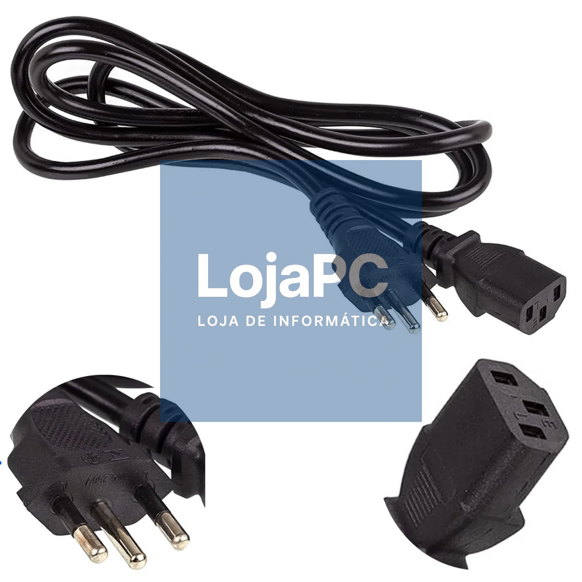 Cabo de Alimentação PC-Monitor 1.00m Preto