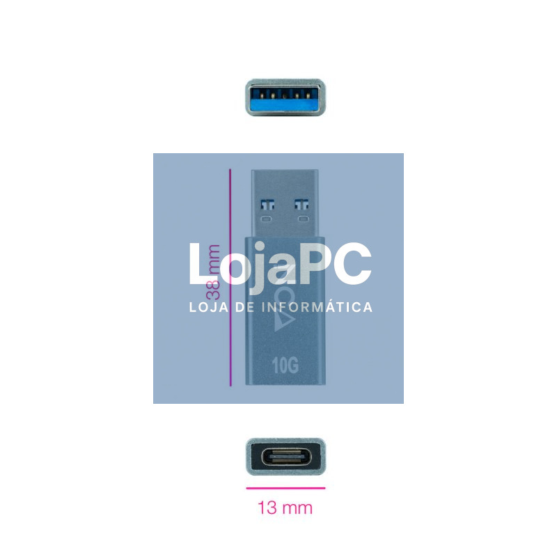 Nanocable Adaptador USB-A/M 3.1 GEN2 a USB-C/H — imagem 3