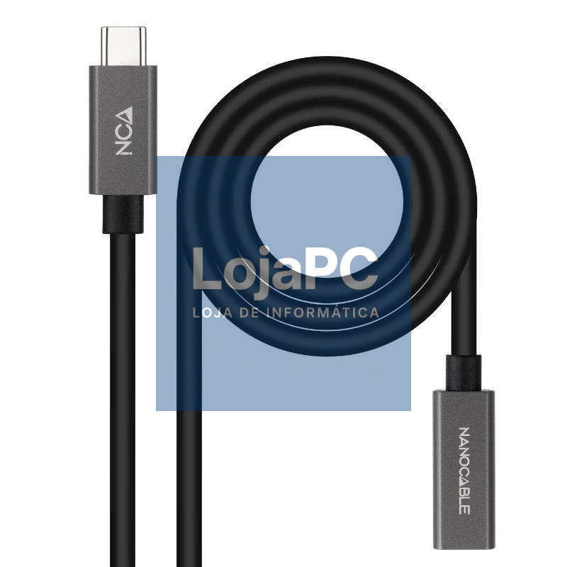 Nanocable Cable USB 3.2 Gen2 USB-C M/H 0,5 M Negro