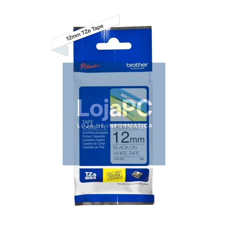 Brother Cinta Tze231 Texto Negro/Blanco 12mm