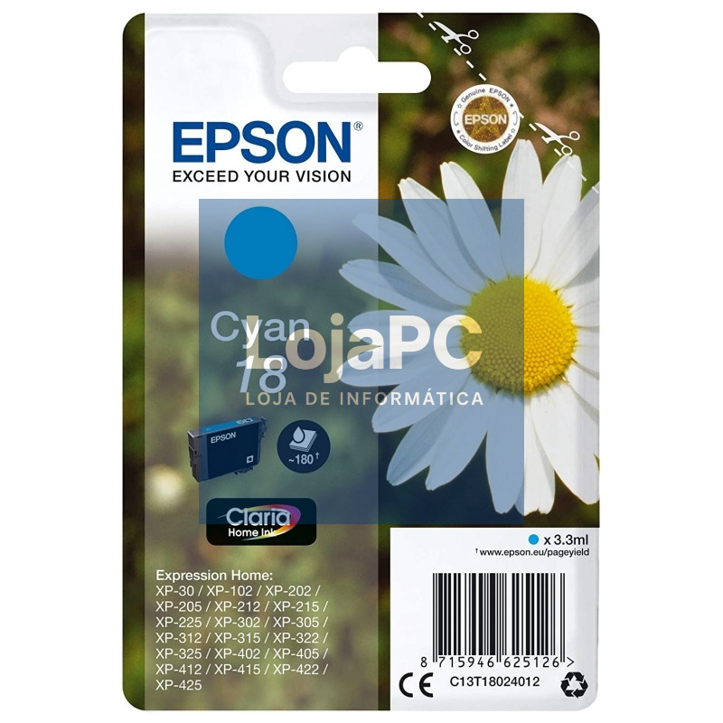 Epson Cartucho T1802 Cyan