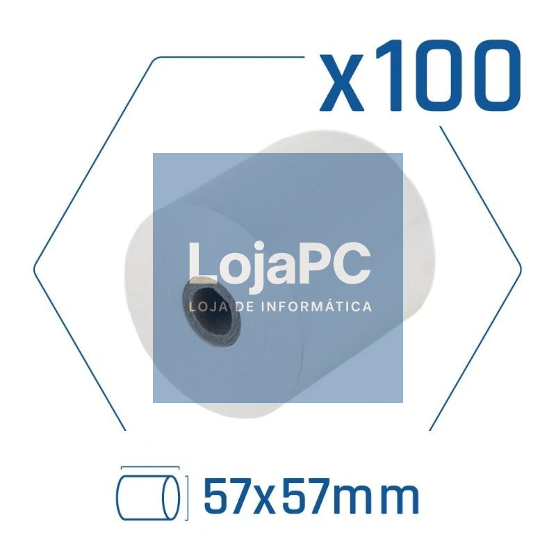 Pack 100 rollos papel térmico sin BPA 57X57mm