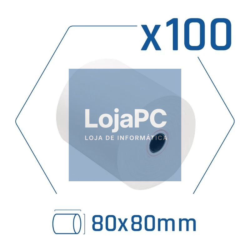Pack 100 rollos papel térmico sin BPA 80x80mm
